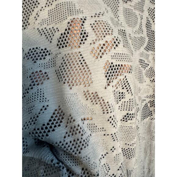 Saturday Sunday Anthropologie Gray Blue Eyelet Knit Tassel Hem Pullover Sweater - Picture 3 of 7